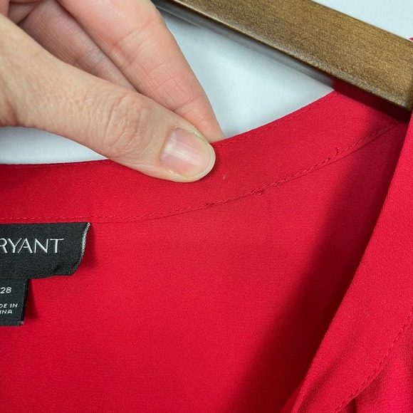 Lane Bryant | Red Neck Tie Dolman Sleeve Lightweight Sheer Career Blouse - Picture 4 of 7